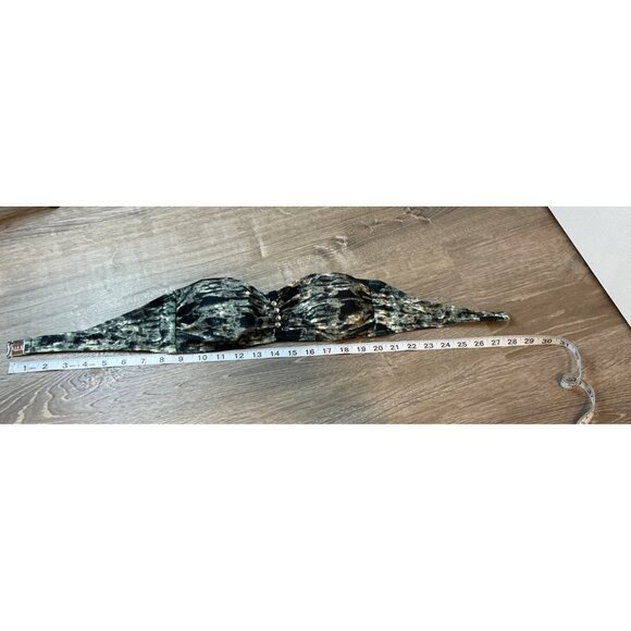 Luxe Brown Black Beaded Patterned Strapless Bikini Top Sz S - Picture 6 of 7